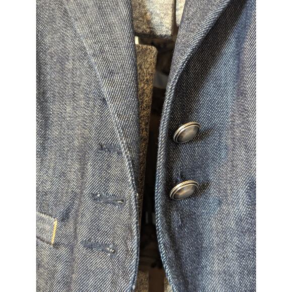 FILLMORE denim vest w pinstriped back/buckle.  Size Medium. Vintage - Picture 12 of 16